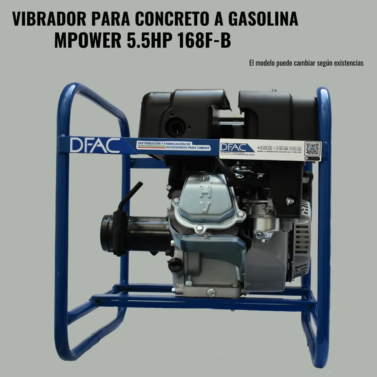 Vibrador para concreto a gasolina MPOWER 5.5HP 168F-B